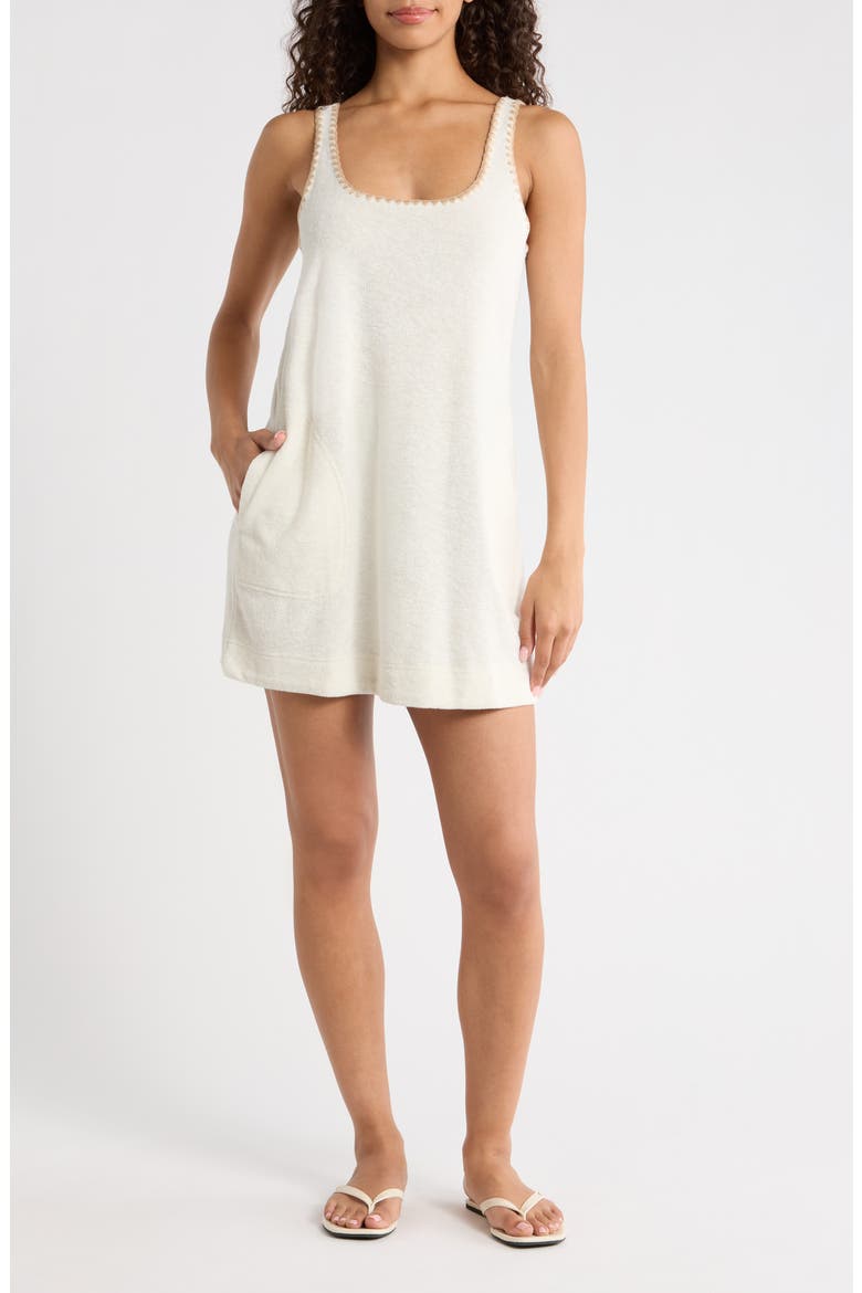 Whipstitch Detail French Terry Shift Dress, Main, color, ANTIQUE WHITE