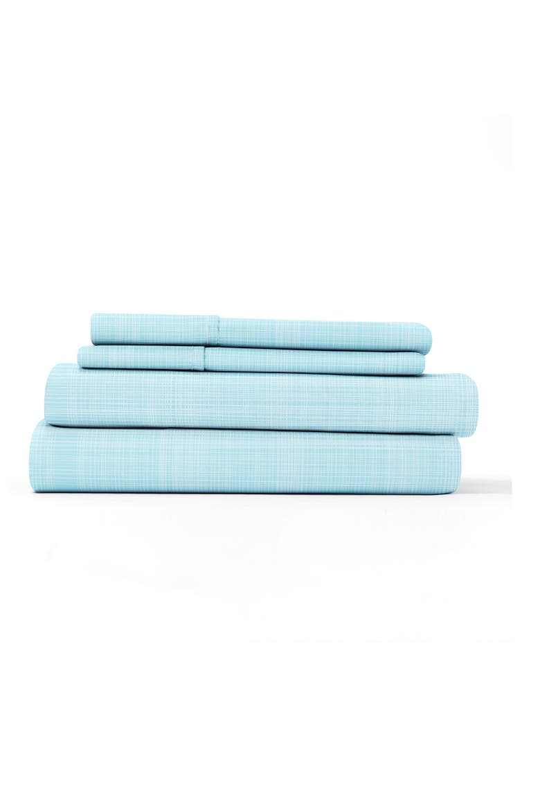 HOME SPUN Premium Ultra Soft Thatch 4-Piece Bed Sheet Set, Alternate, color, AQUA