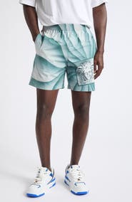 Versace The Vortex Print Cotton Poplin Shorts