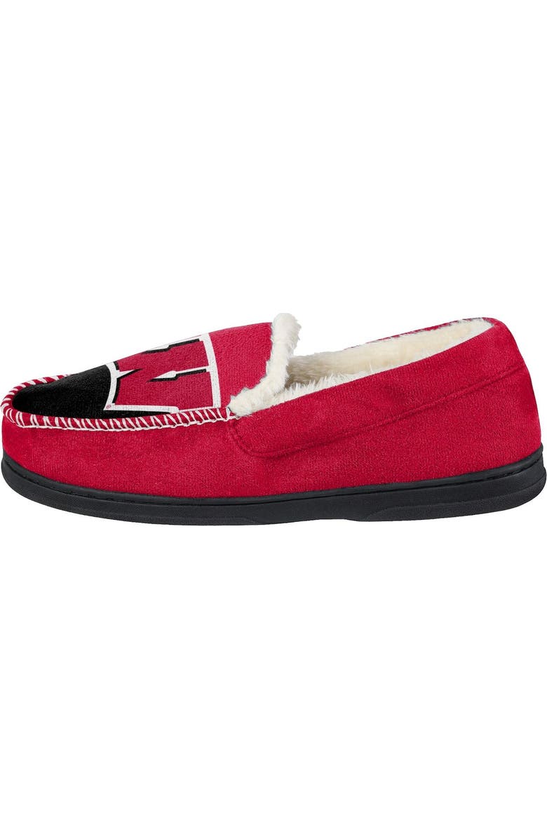 FOCO Men's FOCO Wisconsin Badgers Colorblock Moccasin Slippers, Alternate, color,
