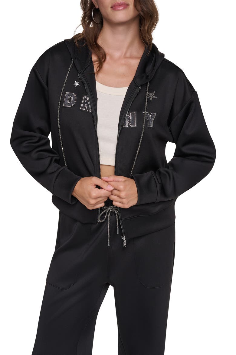 Logo Appliqué Hoodie, Main, color, BLACK