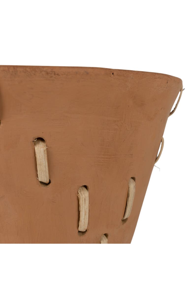 Foreside Home and Garden Diamond Weave Terracotta & Cane Planter, Alternate, color, Orange