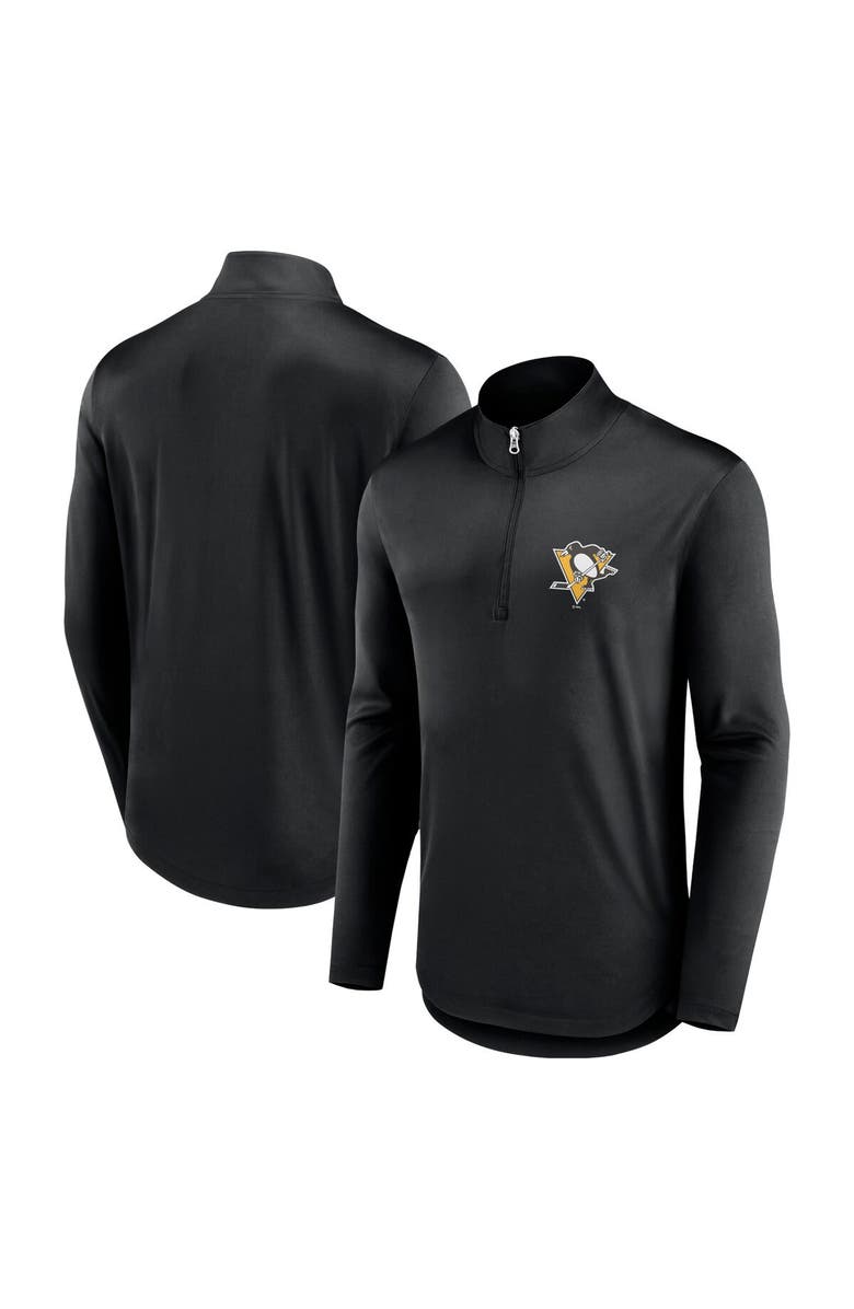 FANATICS Men's Fanatics Branded Black Pittsburgh Penguins Mock Neck Quarter-Zip Top, Alternate, color,