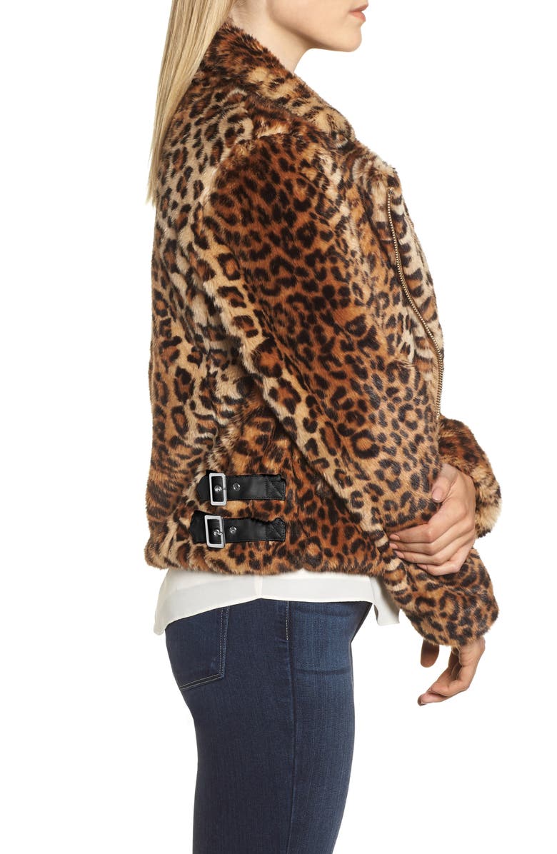 Rebecca Minkoff Faux Fur Moto Jacket, Alternate, color, 