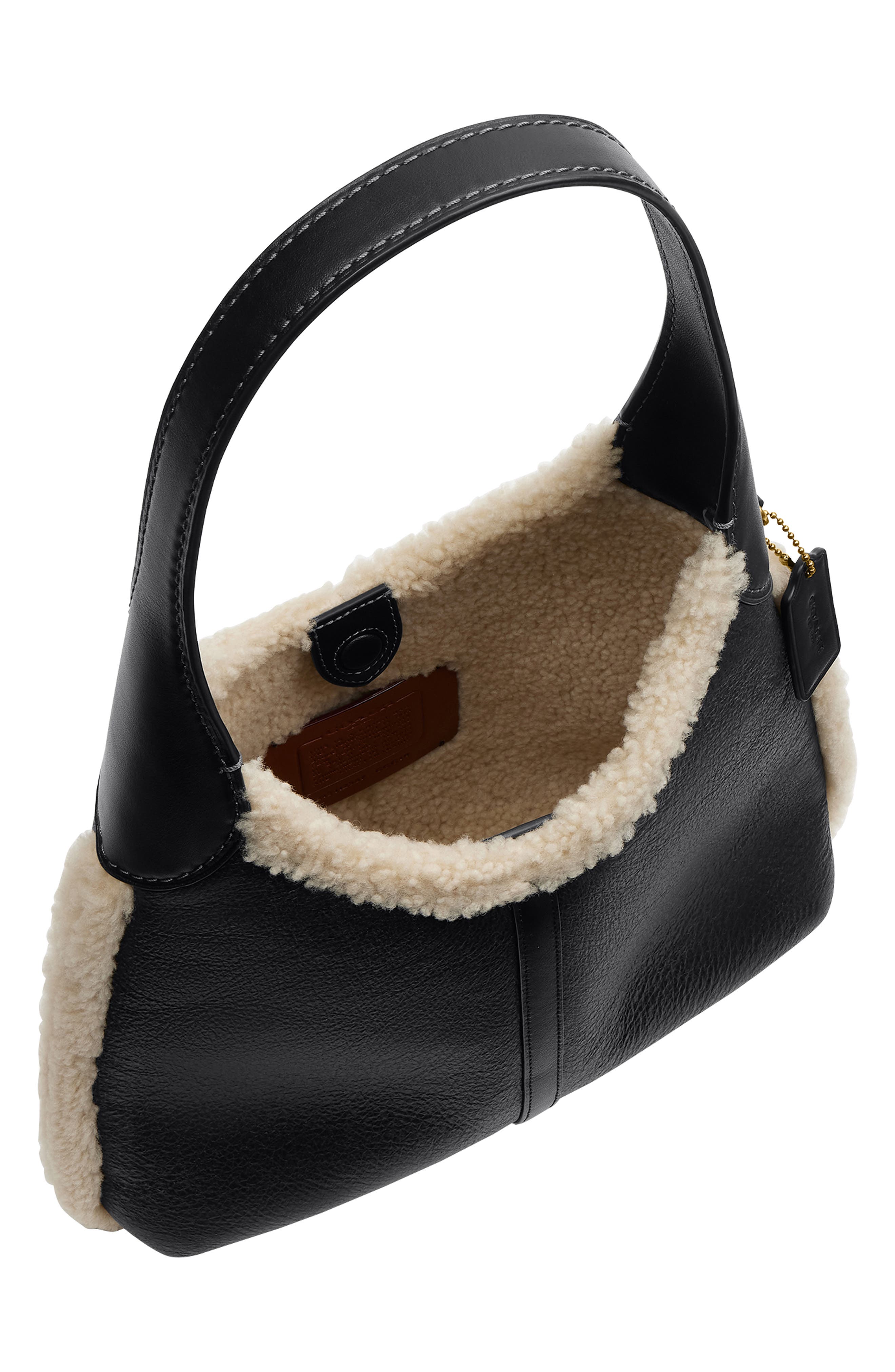 COACH Brooklyn 28 Shoulder Bag with Genuine Shearling Trim, Alternate, color, B4/ Black Natural