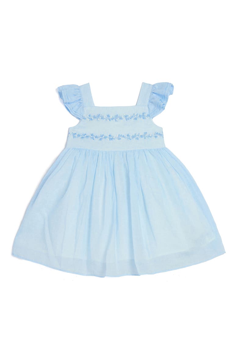 Kids' Chambray Flutter Sleeve Dress, Main, color, BLUE