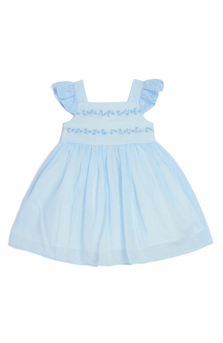 Pippa & Julie Kids' Chambray Flutter Sleeve Dress, Main, color, 