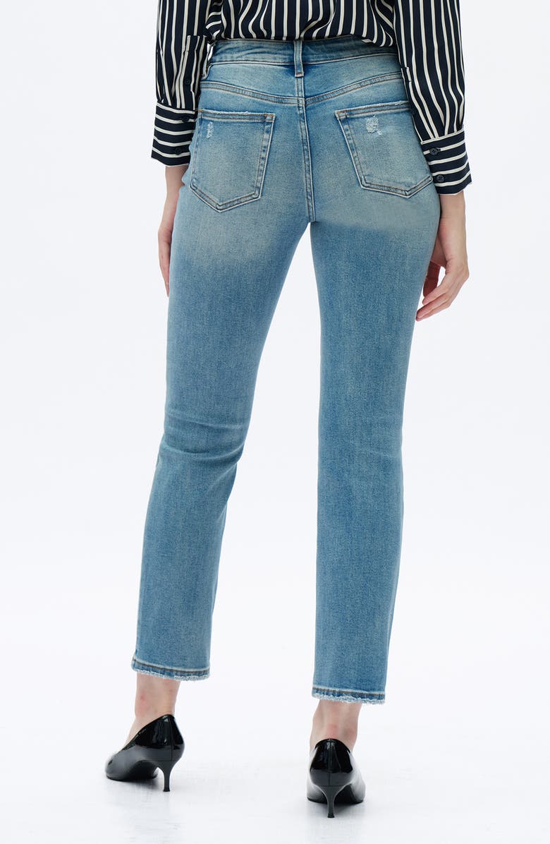 Bayeas Ripped Mid Rise Slim Straight Leg Jeans, Alternate, color, Vintage Medium Blue