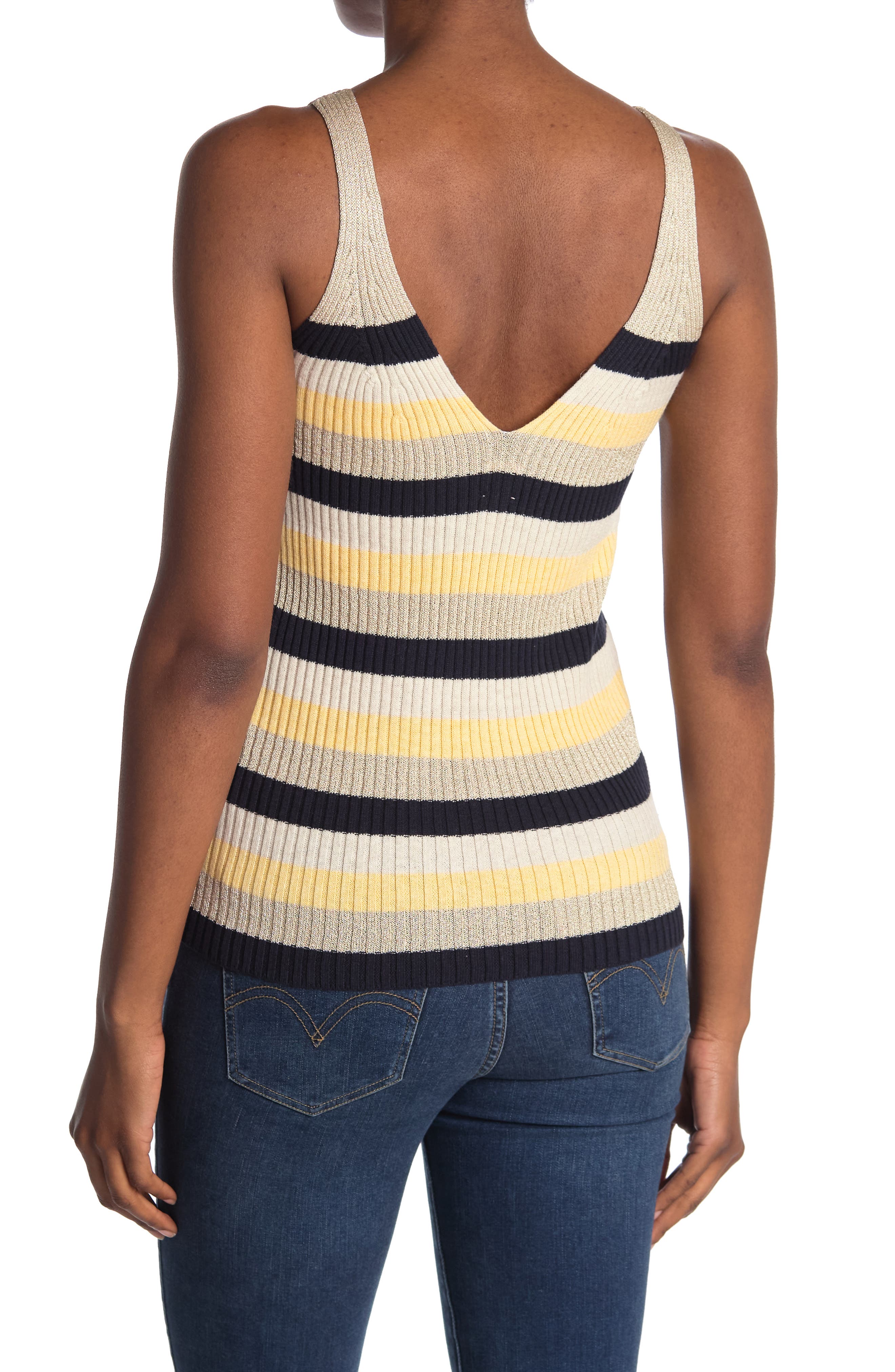 La Vie Rebecca Taylor Striped V-Neck Ribbed Knit Tank Top (Women ...