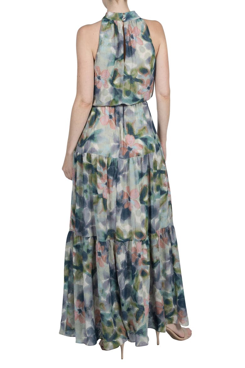 Watercolor Floral Crinkle Maxi Dress, Alternate, color, GREEN MULT