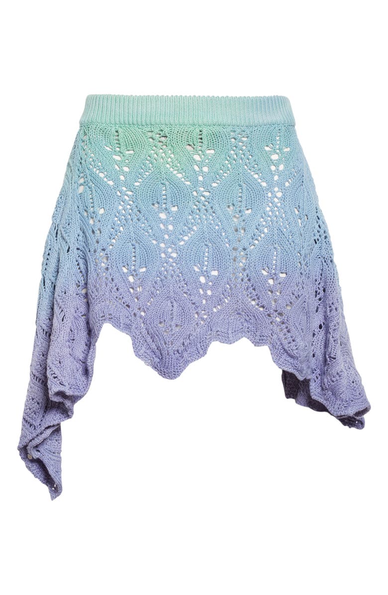 The Attico Pointelle Cotton Miniskirt, Alternate, color, Violet/ Green/ Sky