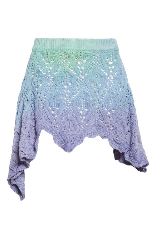 Attico The  Pointelle Cotton Miniskirt In Violet/green/sky