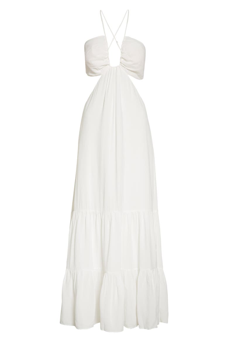 Asymmetric Neck Silk Blend Slipdress, Alternate, color, IVORY
