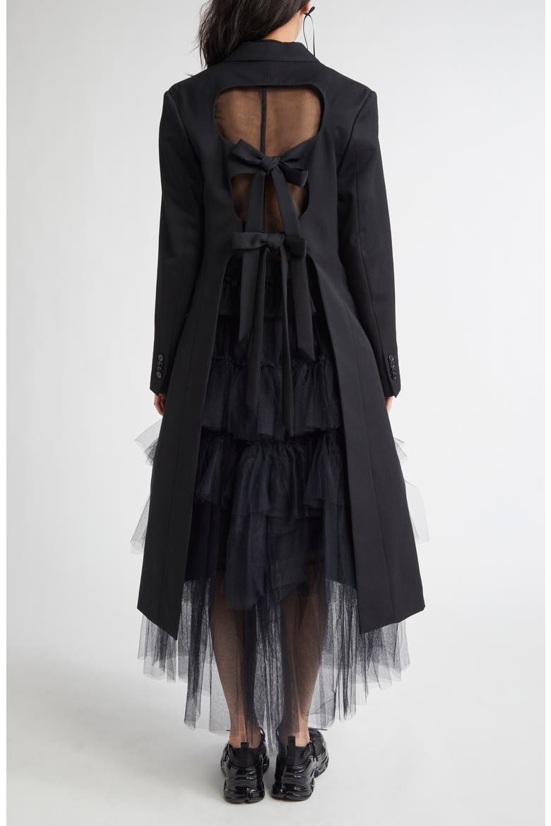 Cutout Bow Detail Worsted Coat, Alternate, color, BLACK