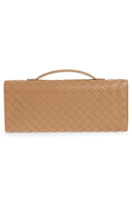 Bottega Veneta Womens Biscuit-m Brass Andiamo Intrecciato Leather Clutch Bag In Brown