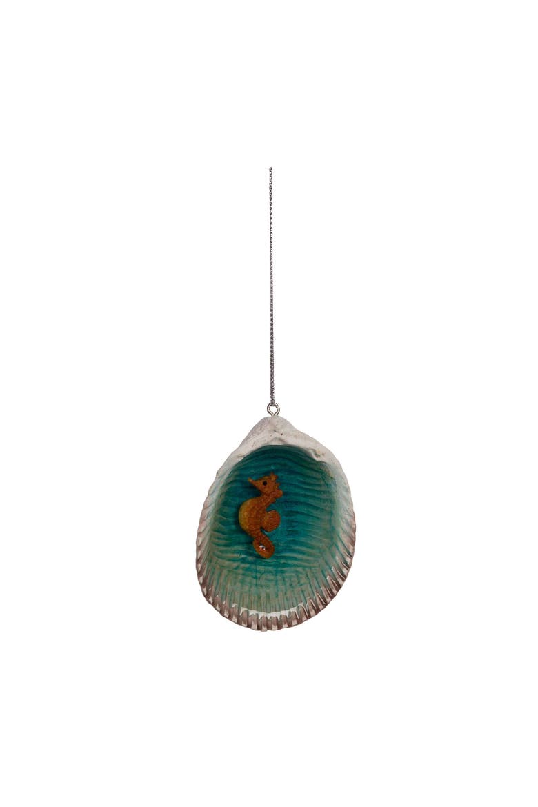 Seahorse In Seashell Tree Ornament, Main, color, Blue