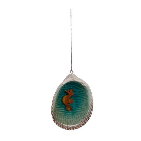 Seahorse In Seashell Tree Ornament