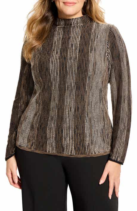 NIC+ZOE Ombré Pixel Knit Funnel Neck Sweater