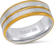STEELTIME Men's Stainless Steel Textured Band Ring