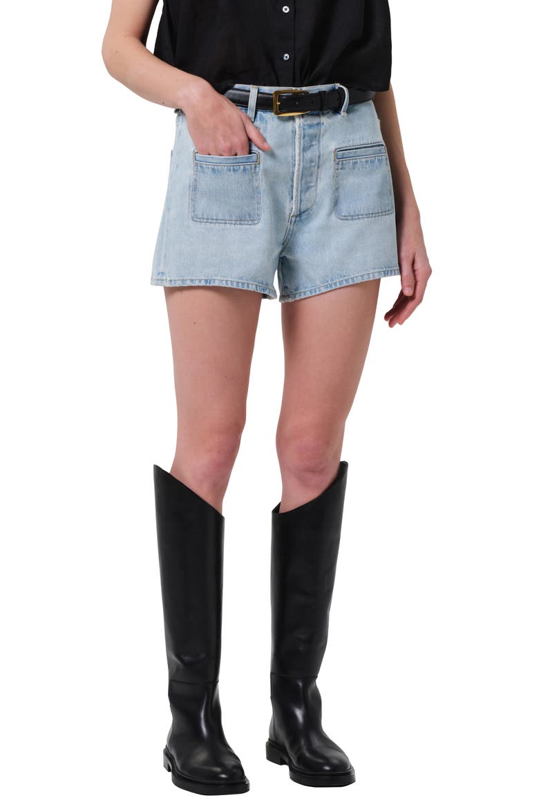 Marlow Patch Pocket Denim Shorts, Main, color, SKYSCAPE