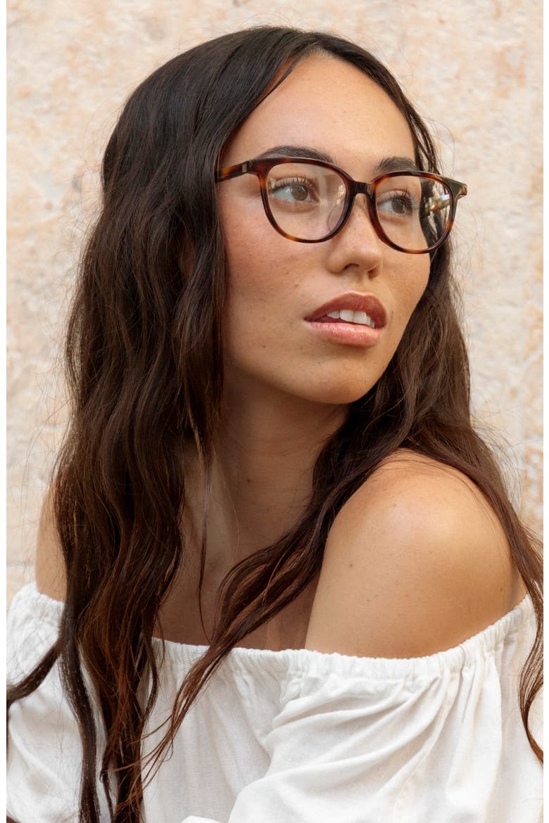 Waipuna 53mm Low Bridge Round Optical Glasses, Alternate, color, CAPPUCCINO / CLEAR LENSES