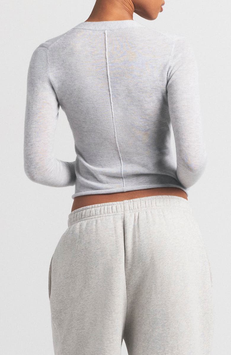 SKIMS Featherweight Cashmere Cardigan, Alternate, color, Light Heather Grey