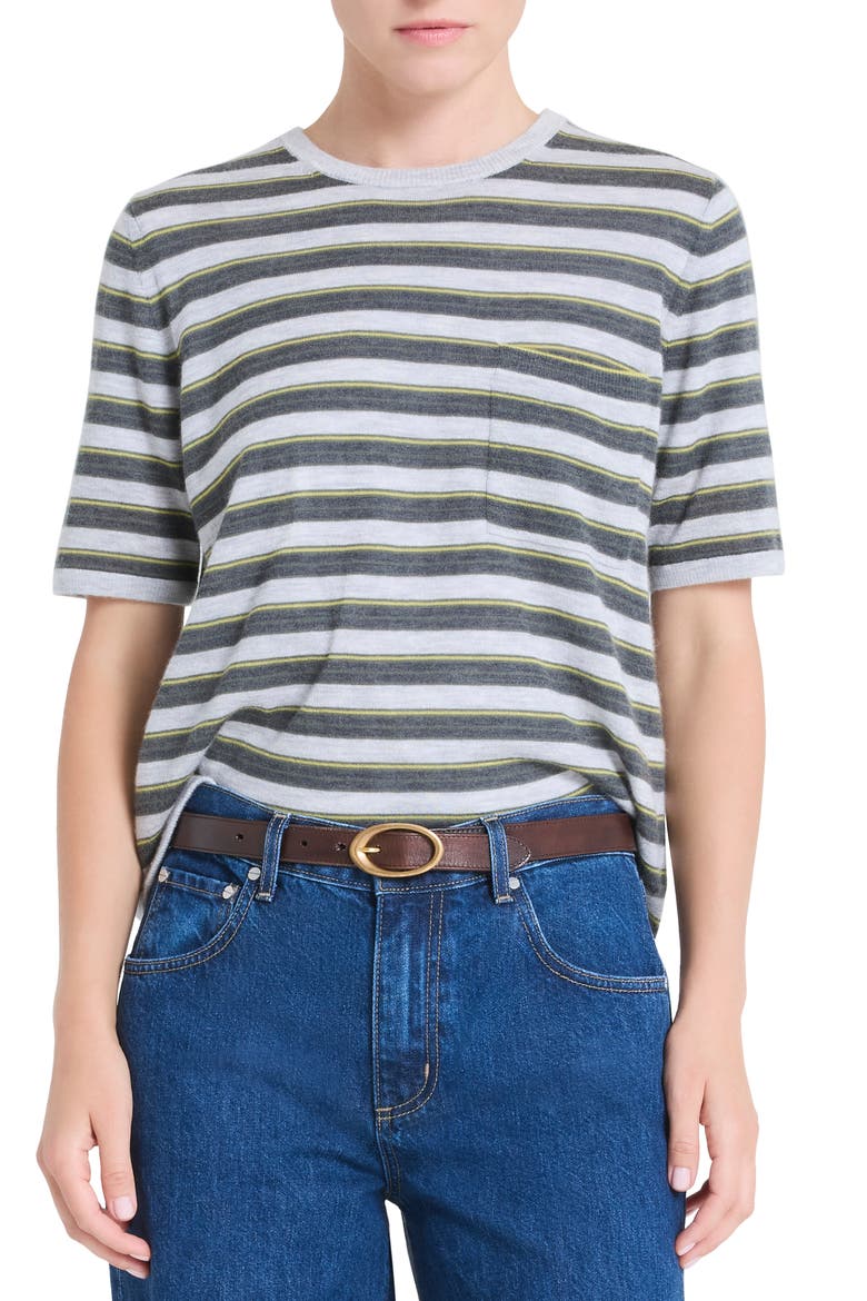 Stripe Cashmere Pocket T-Shirt, Main, color, BEETLE MULTI
