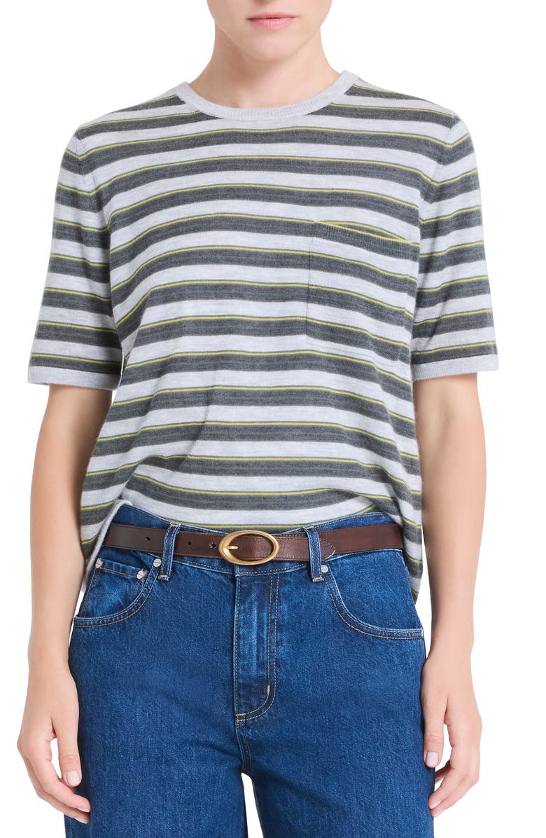 TWP Stripe Cashmere Pocket T-Shirt, Main, color, Beetle Multi