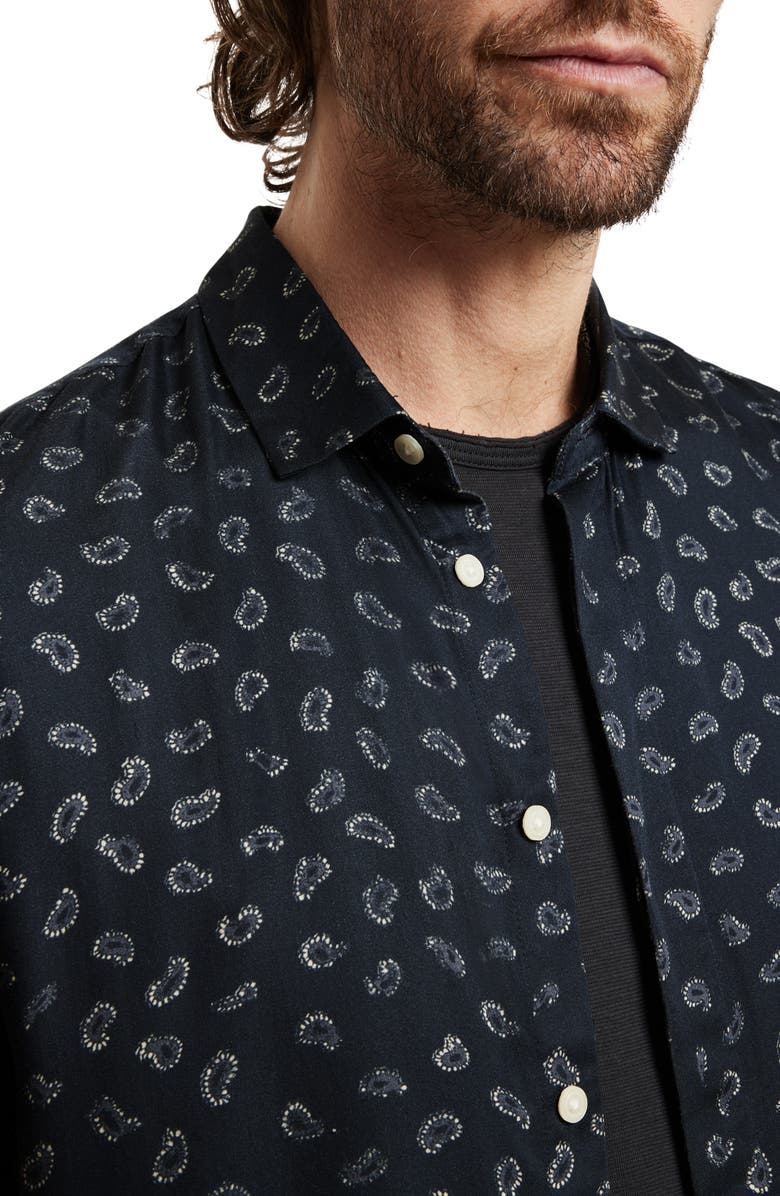 John Varvatos Loren Paisley Short Sleeve Modal Button-Up Shirt, Alternate, color, 