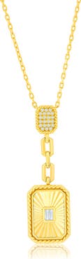 SIMONA Cubic Zirconia Rectangle Pendant Y-Necklace