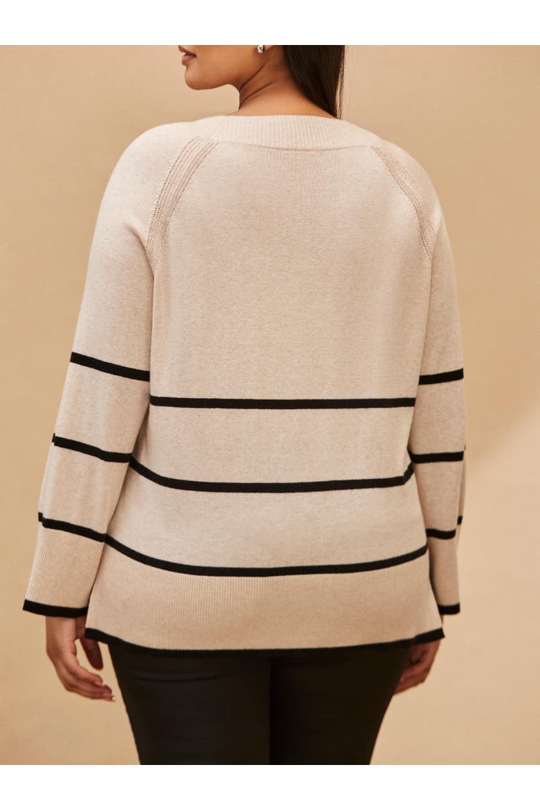 Striped V-Neck Jumper, Alternate, color, Cream