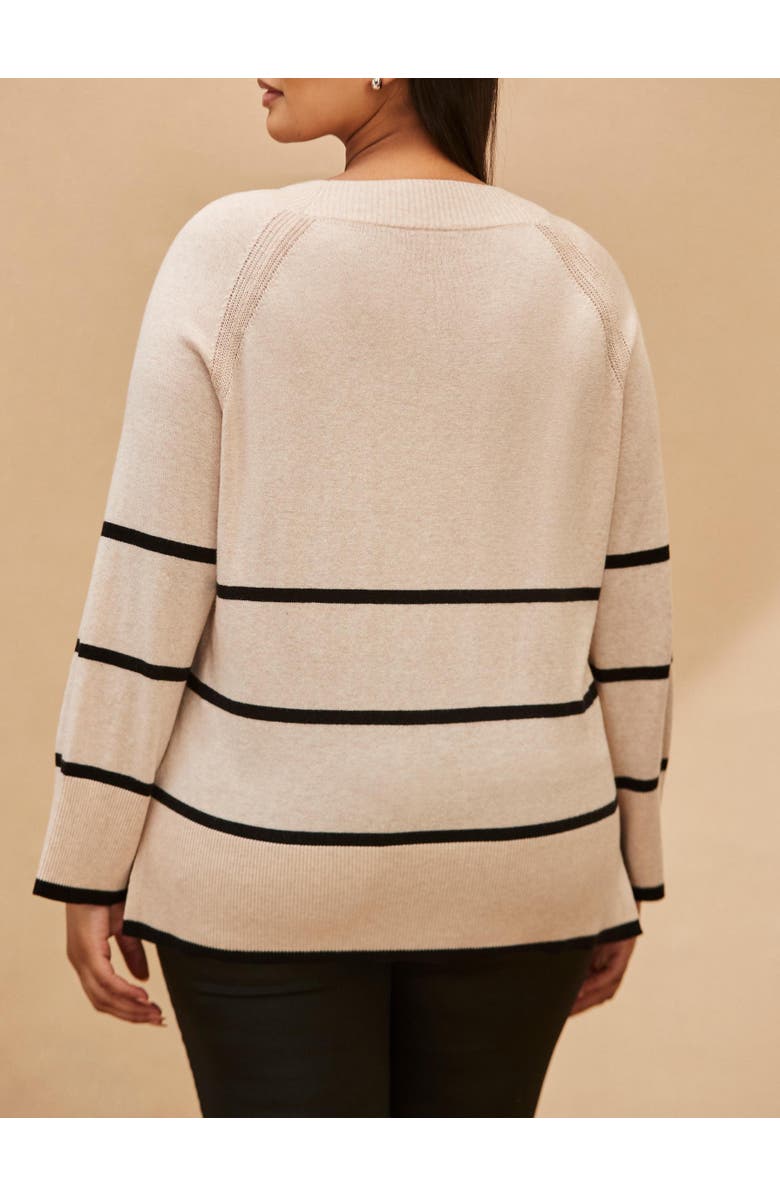 Live Unlimited Striped V-Neck Jumper, Alternate, color, Cream