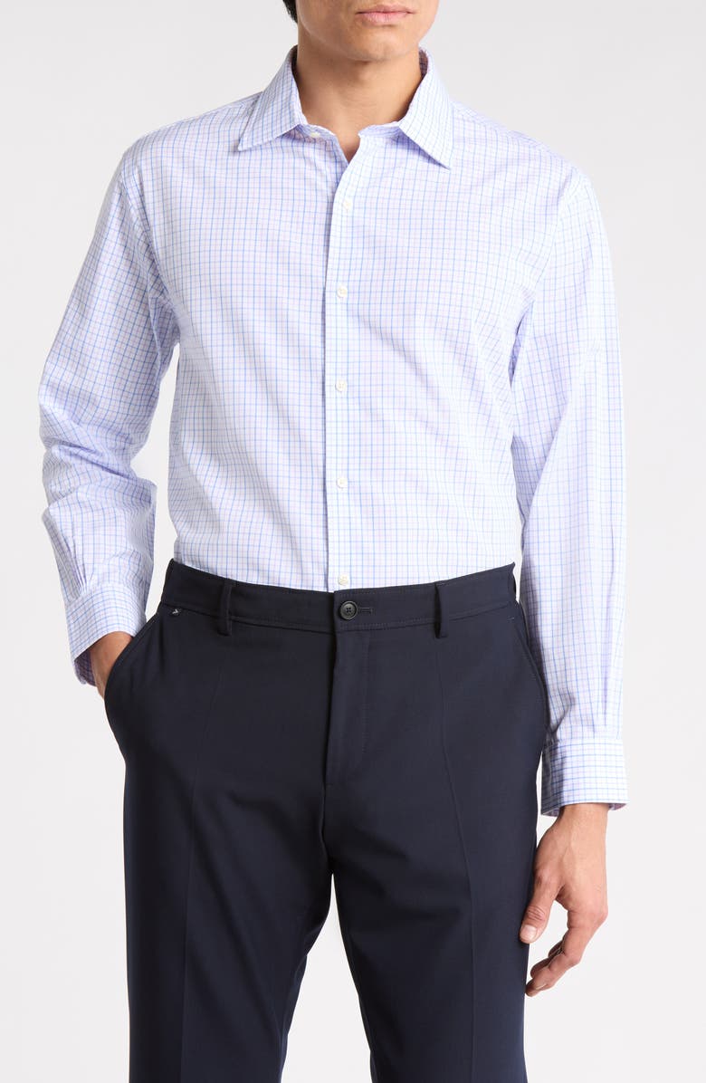 Brooks Brothers Regular Fit Plaid Cotton Dress Shirt, Main, color, Light Pastel Purple