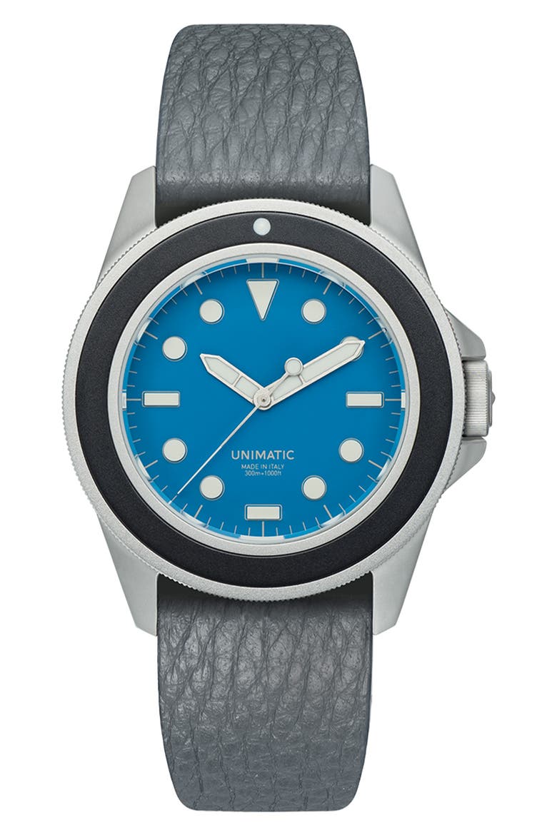 UT1-AS Sky Diver Leather Strap Watch, 49mm, Main, color, ALPINE SKY