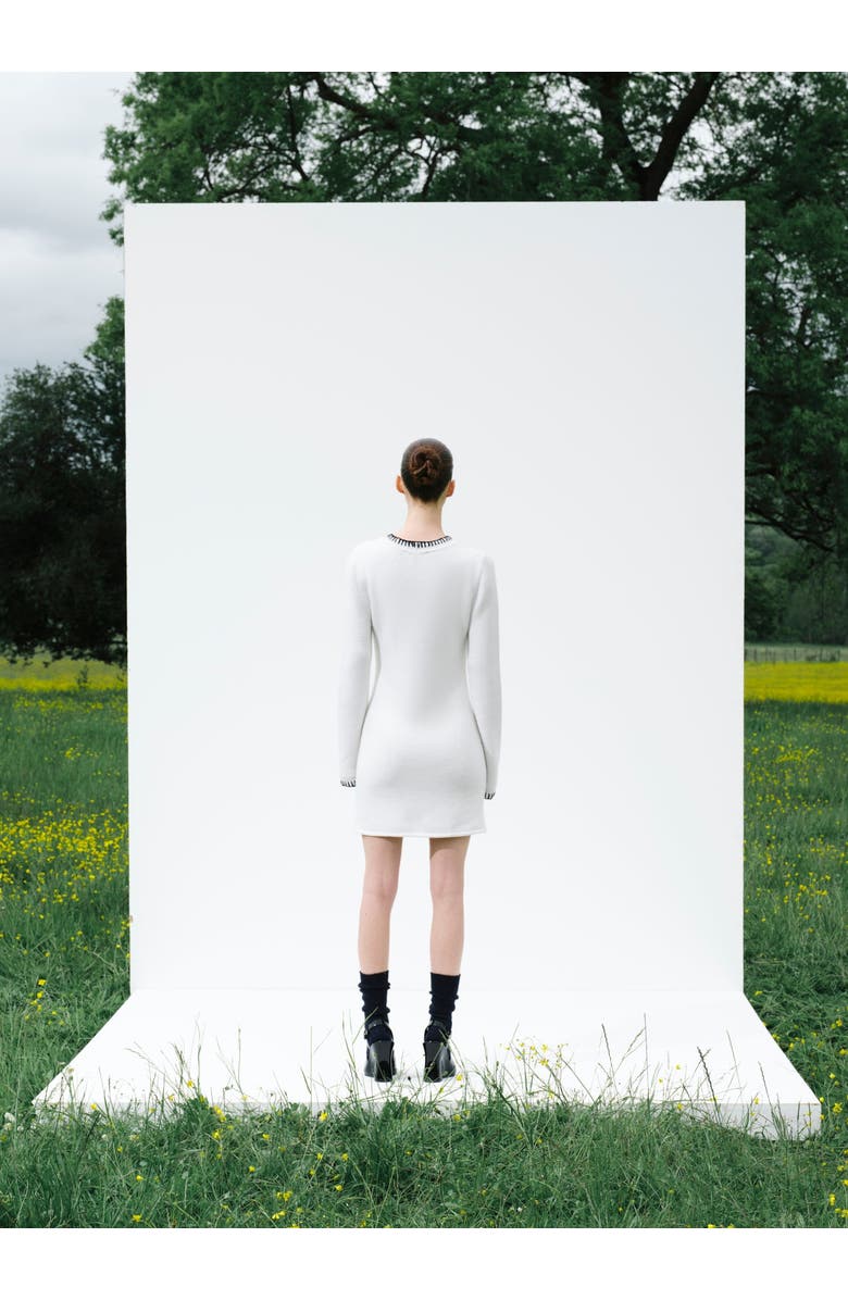 Labeca London Scarlett Contrast Stitch Wool Mini Dress, Alternate, color, White