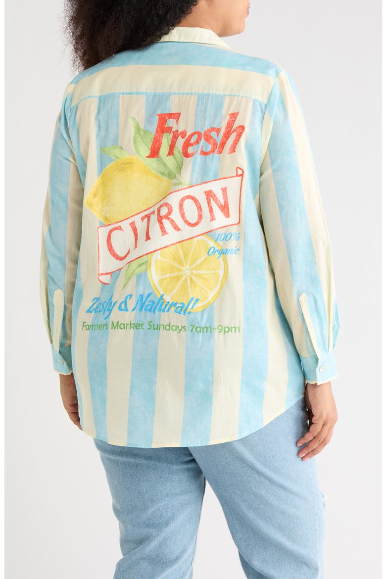 Postcard Tunic Button-Up Shirt, Alternate, color, BLUE