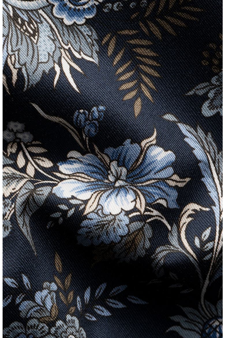 Slim Fit Floral Cotton Dress Shirt, Alternate, color, DARK BLUE