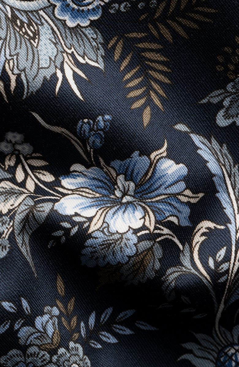Eton Slim Fit Floral Cotton Dress Shirt, Alternate, color, Dark Blue