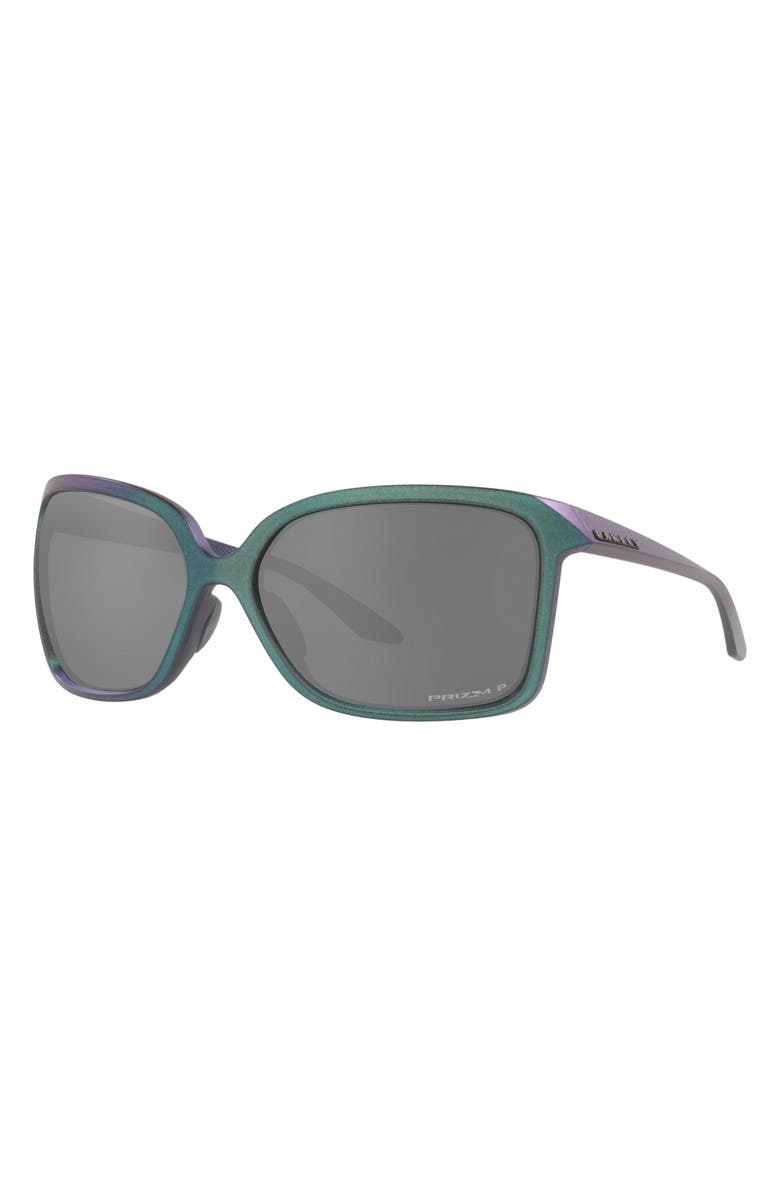 Oakley Wildrye 61mm Prizm<sup>™</sup> Polarized Butterfly Sunglasses, Alternate, color, Silver