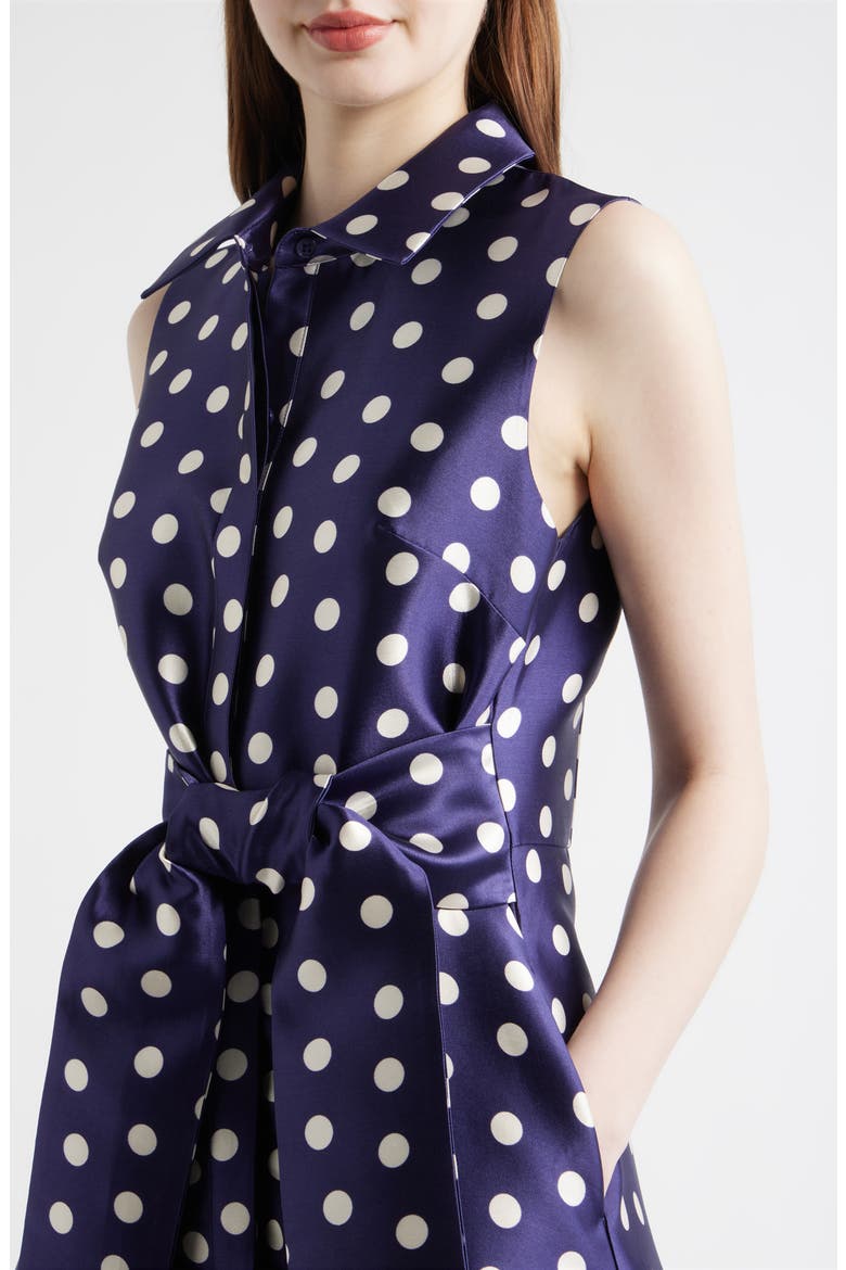 Dot Sleeveless Gown, Alternate, color, NAVY MULTI