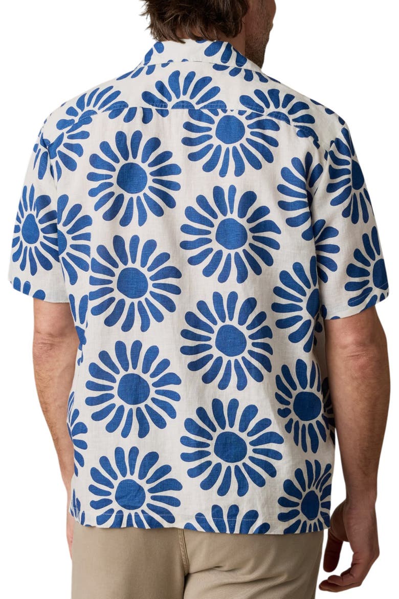 Linen Camp Shirt, Alternate, color, ANTILLES BLUE SUNS
