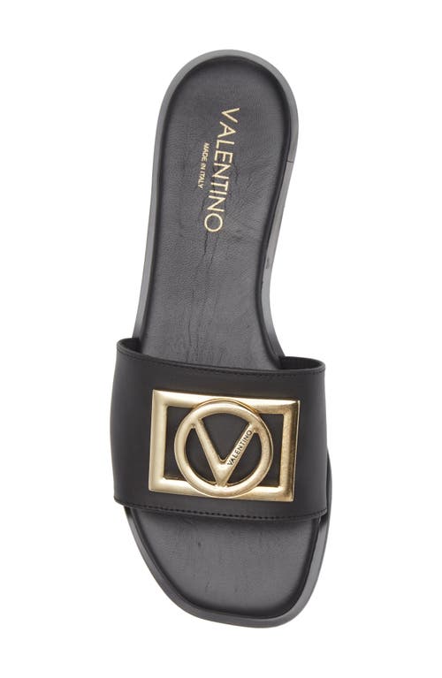 Valentino By Mario Valentino Women's Bugola Logo Leather Flat Sandals In Black