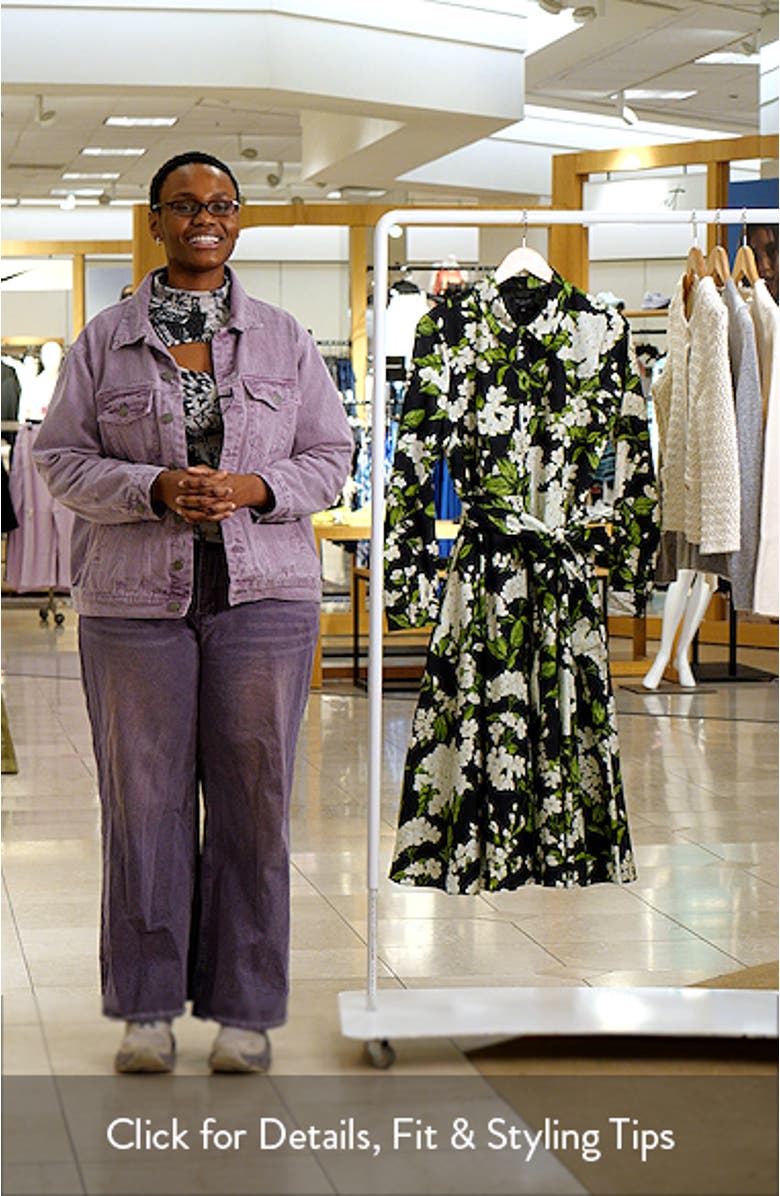 Anna Pleated Long Sleeve Cotton Midi Shirtdress, sales video thumbnail