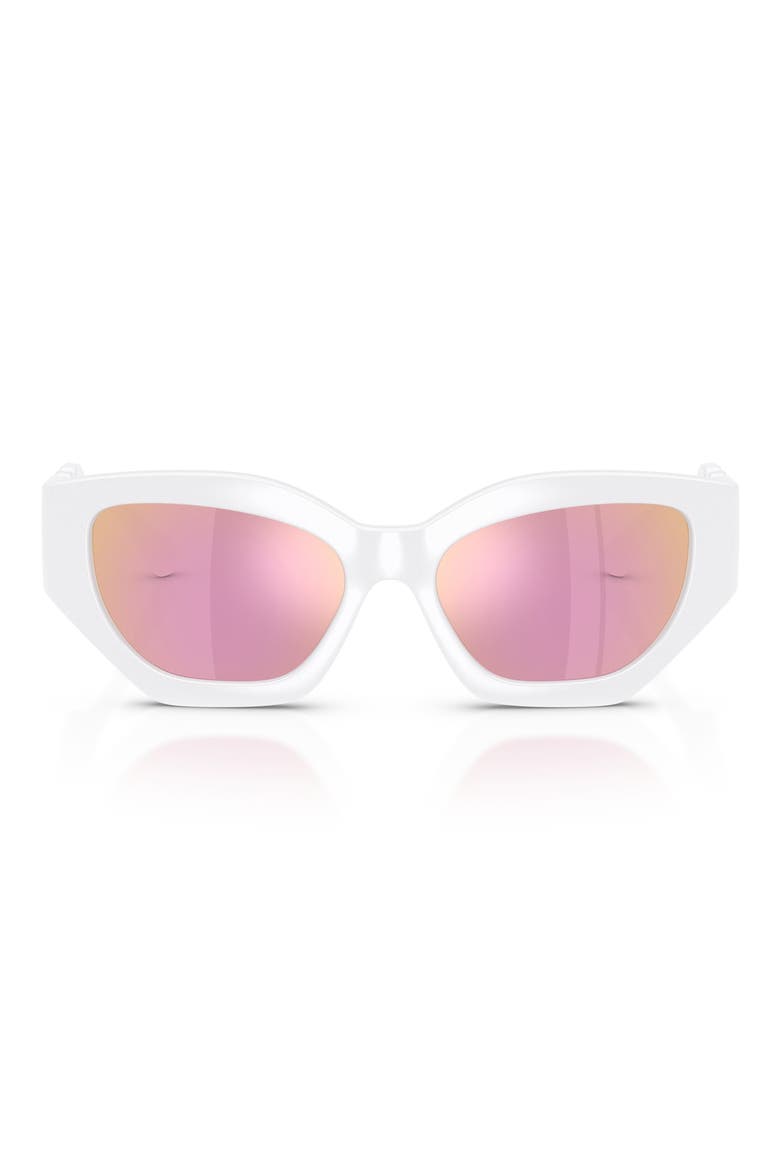 Kids' 48mm Irregular Sunglasses, Main, color, WHITE / PINK MIRROR ROSE GOLD