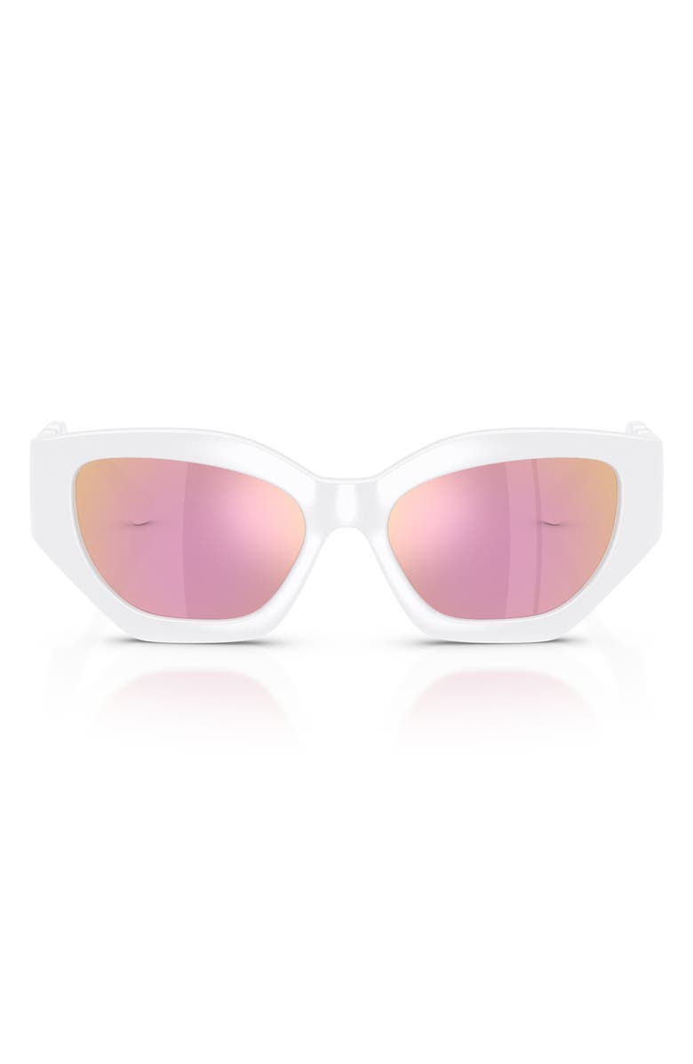 Versace Kids' 48mm Irregular Sunglasses, Main, color, White / Pink Mirror Rose Gold