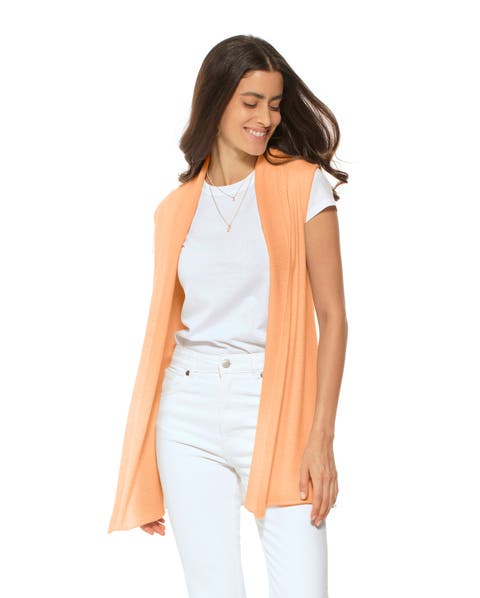 Pure Cashmere Sleeveless Long Open Front Cardigan