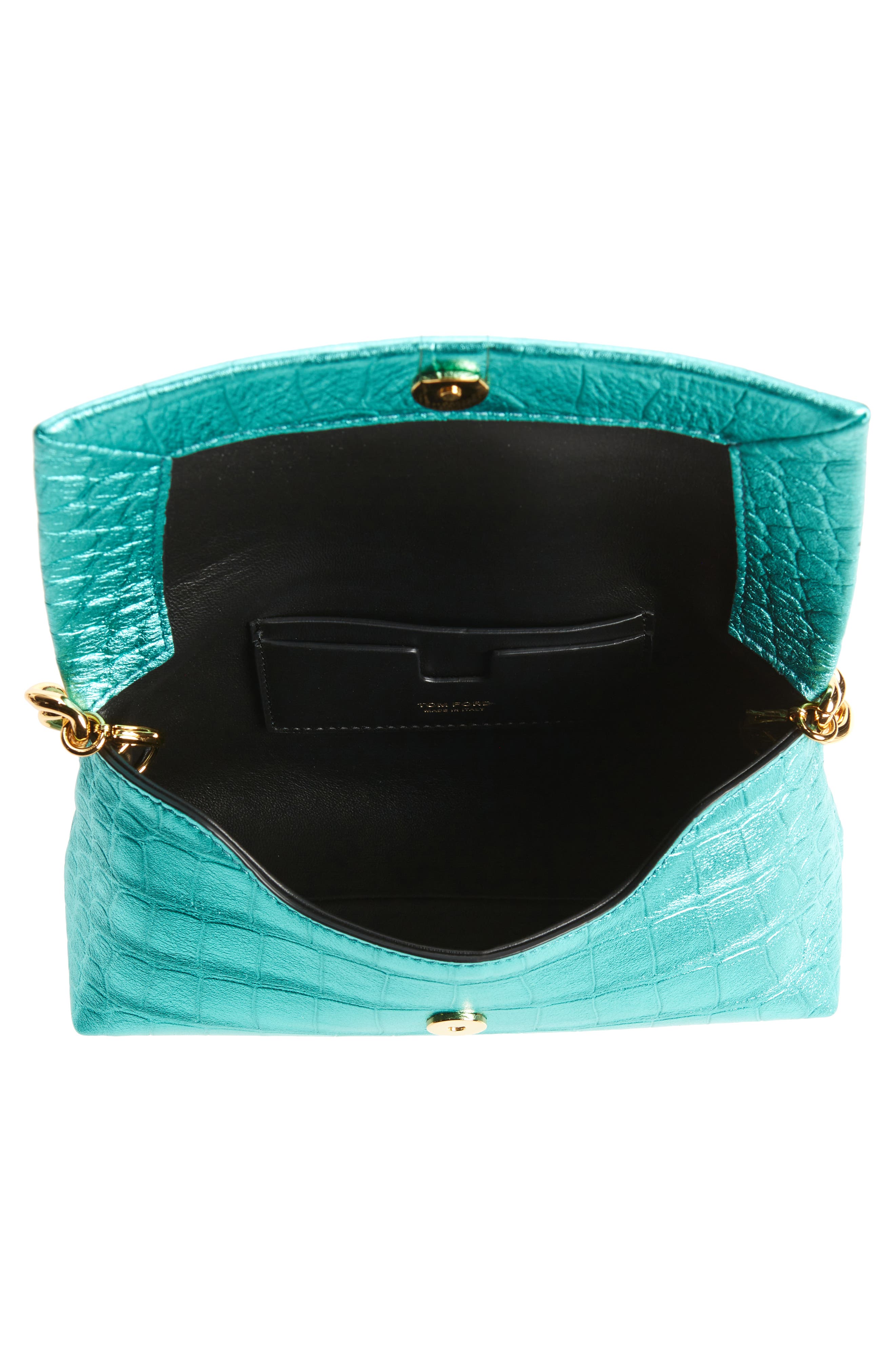 TOM FORD Mini Metallic Croc Embossed Leather Shoulder Bag, Alternate, color, 