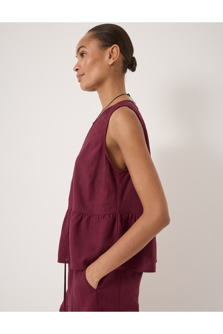 Nomie Linen Blend Peplum Top, Alternate, color, Maroon Red
