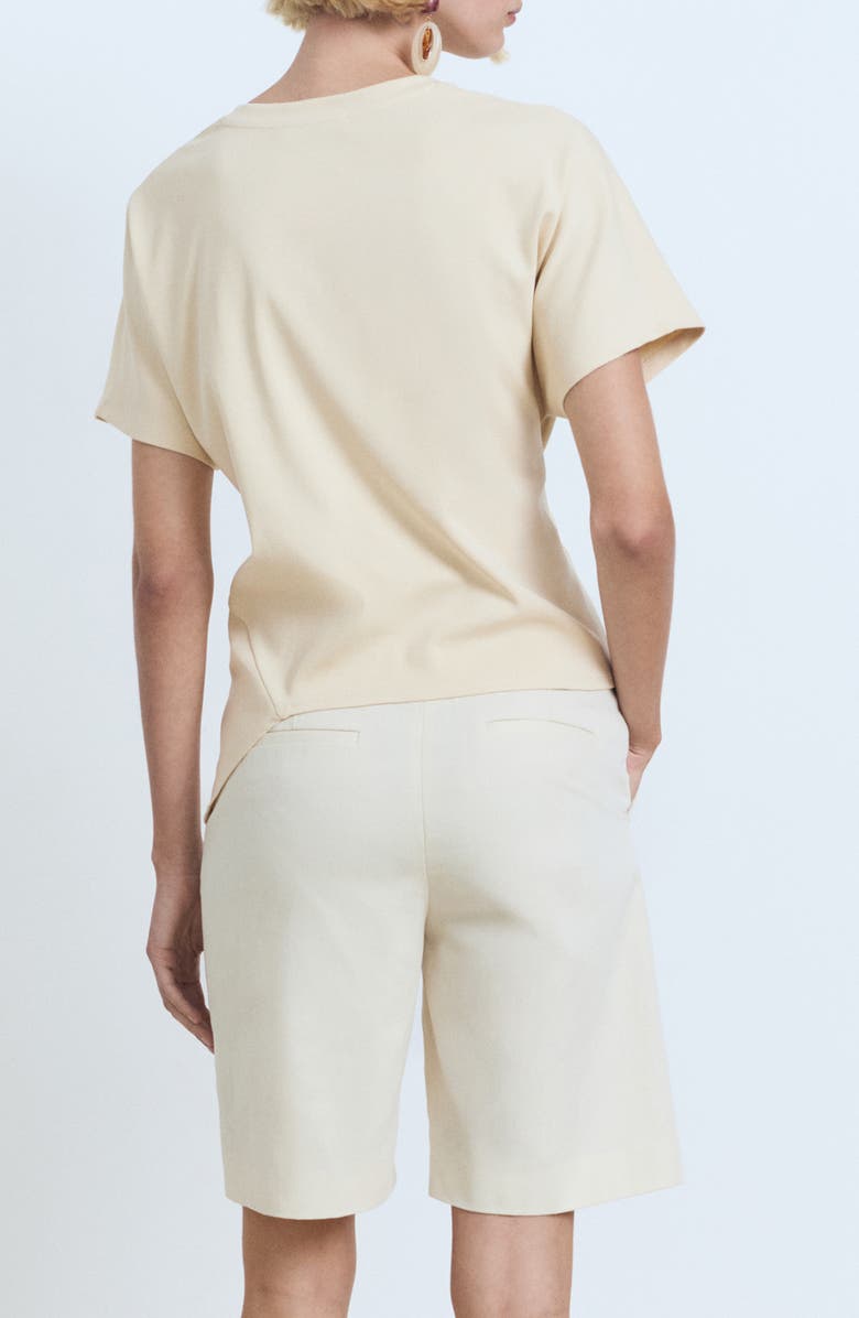 MANGO Draped Cotton T-Shirt, Alternate, color, Vanilla