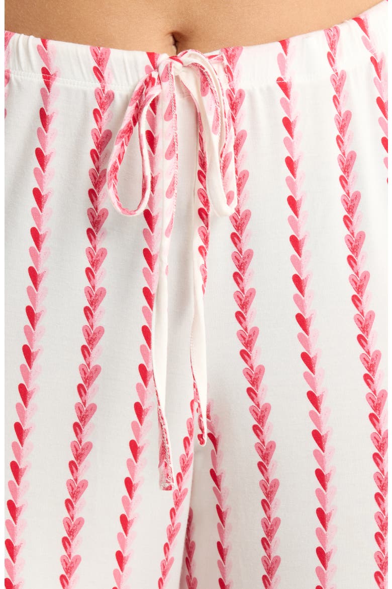Moonlight Eco Knit Pajamas, Alternate, color, IVORY- RED PAINTED HEART CHAIN